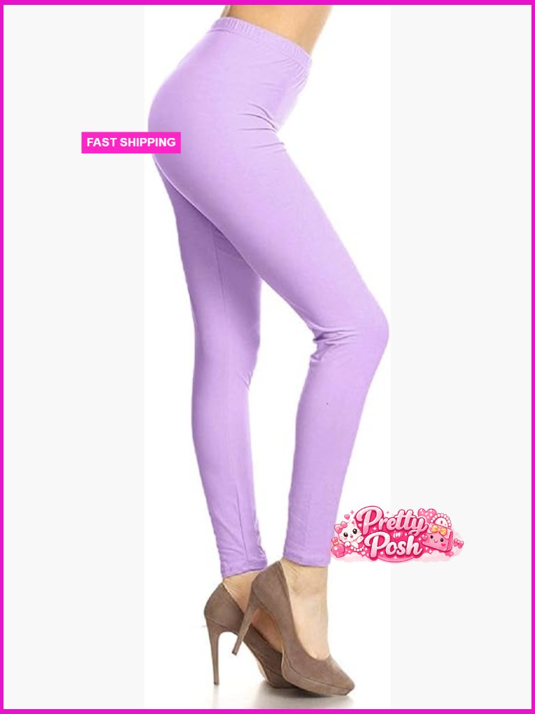 High Waist Leggings With Soft 1 Inch Waistband, Polyester Spandex Blend
